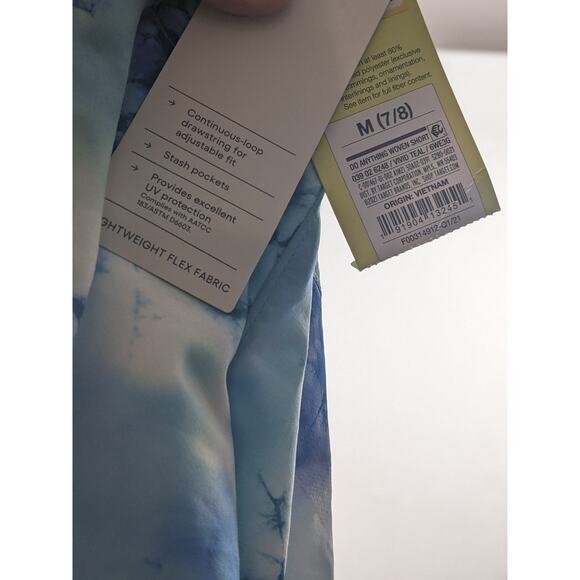 All In Motion Shorts Tie Dye Blue Quick Dry Woven Teal Girls M 7/8 Side‎ Pockets - Picture 6 of 8